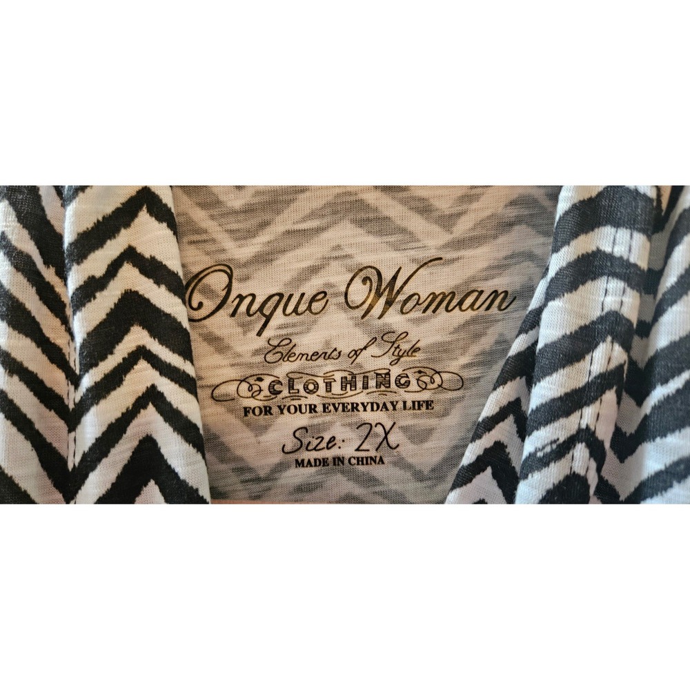 Onque Elements of Life Casual Fun‎ Geometric Black White Jacket Top Shirt NEW 2X - Picture 3 of 5